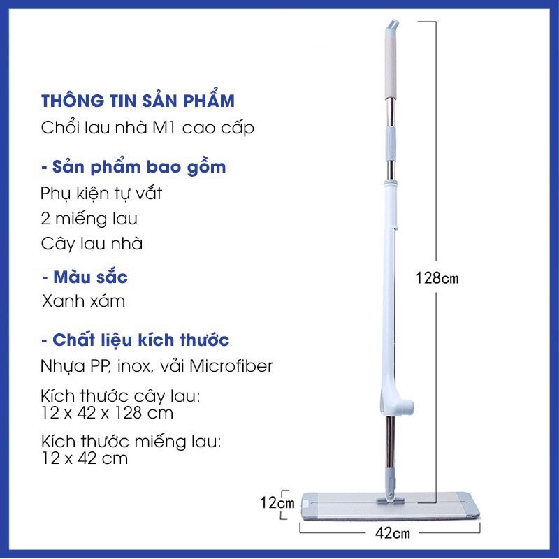 Cây Lau Nhà Thông Minh Tự Vắt Cây Lau Nhà 360 Độ Mẫu Mới Tiện Lợi
