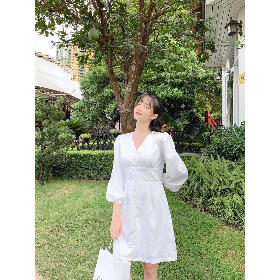 Đầm trắng tay phồng dạo phố xinh xắn - NORN Clothing