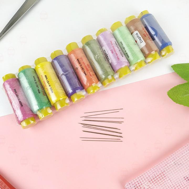 Combo 10 cuộn chỉ và 10 cây kim may siêu tiết kiệm