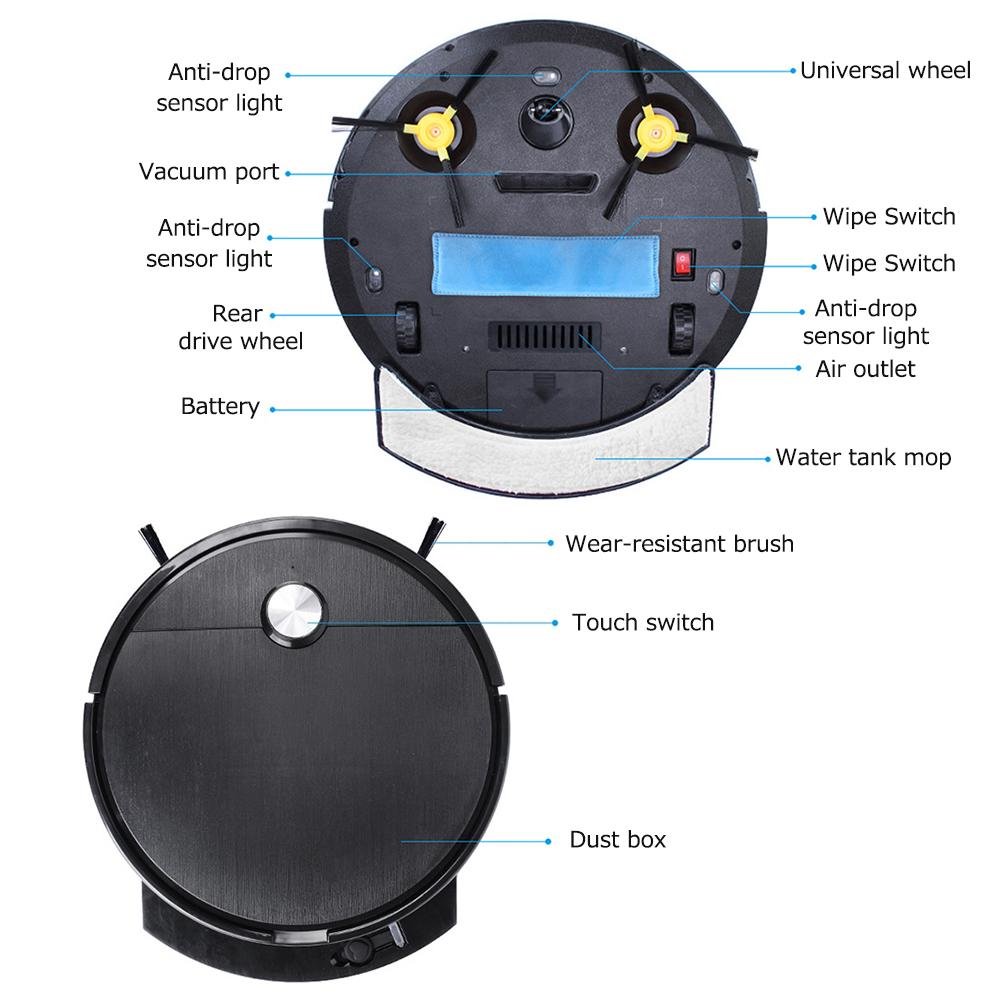 Sweeping Robot 2800PA Smart Household 2000mAh Sweeping Suction and Mopping Vacuuming Automatic Wireless Remote Control