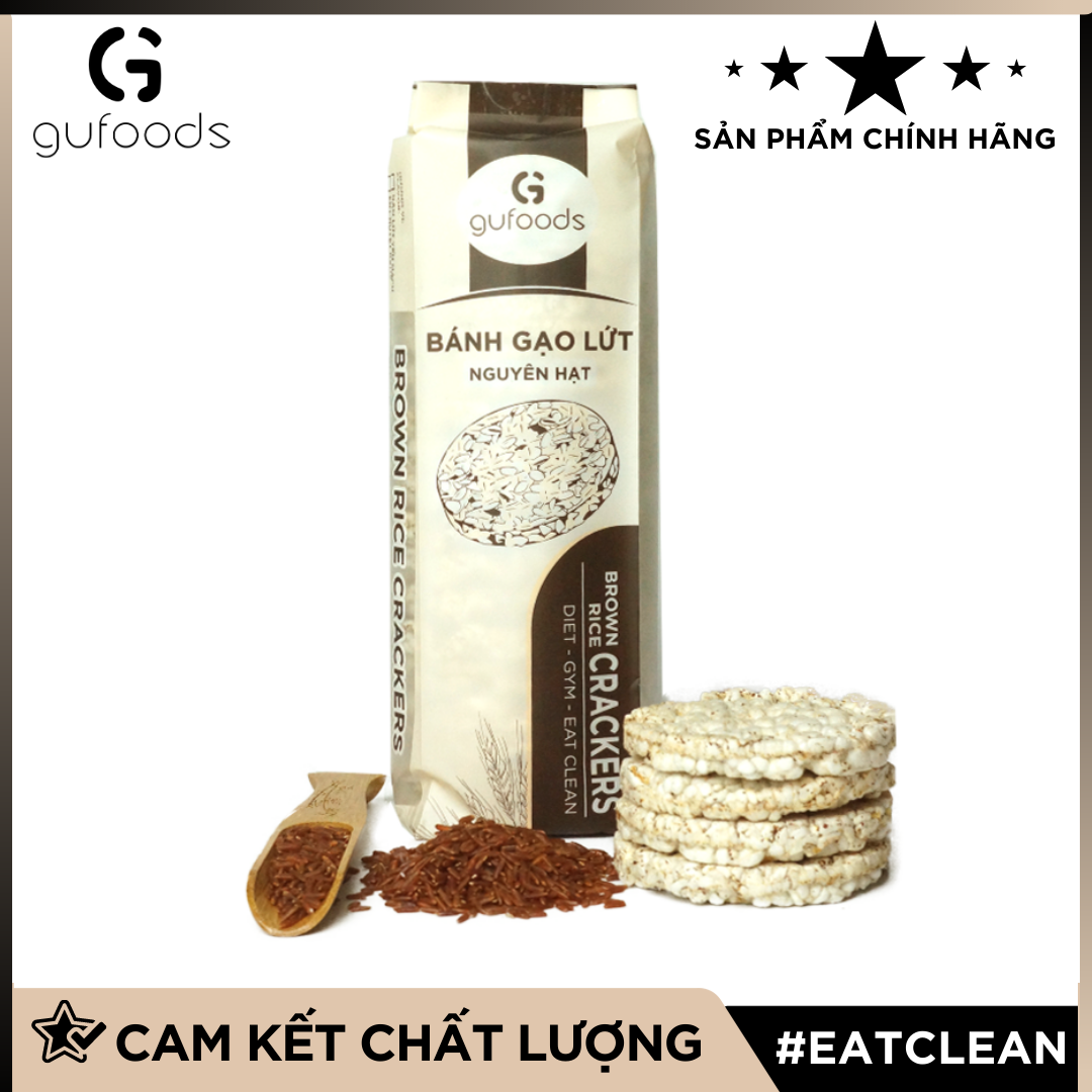 Bánh gạo lứt GUfoods (170g) - Không chiên dầu, Không đường, Từ gạo và ngũ cốc nguyên hạt, Lành mạnh, Phù hợp Eat clean, Ăn vặt healthy, Thực dưỡng, Tập gym, Thuần chay, Đa dạng hương vị