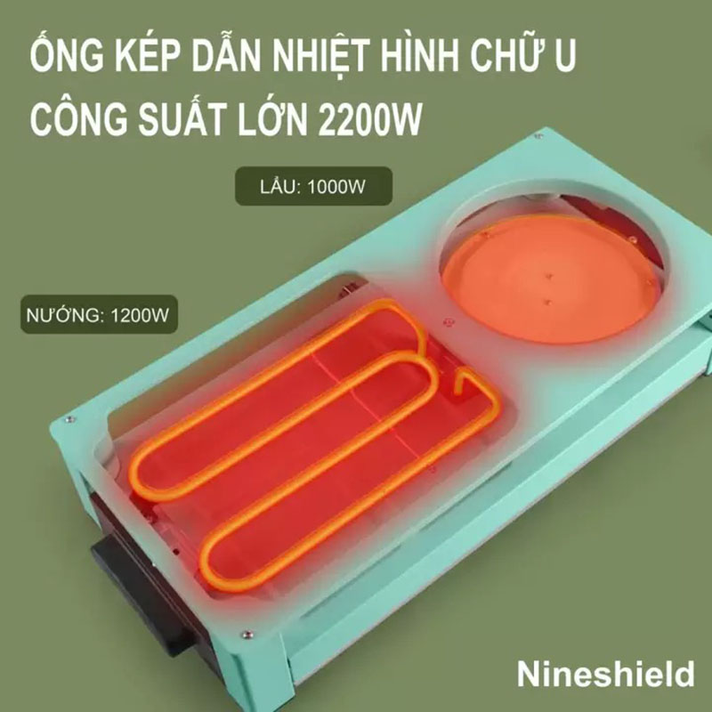 Bếp lẩu nướng kiểu dáng mới nhất 2021 2 trong 1 có thể nướng như bếp than hoa chế độ điều khiển nhiệt độc lập