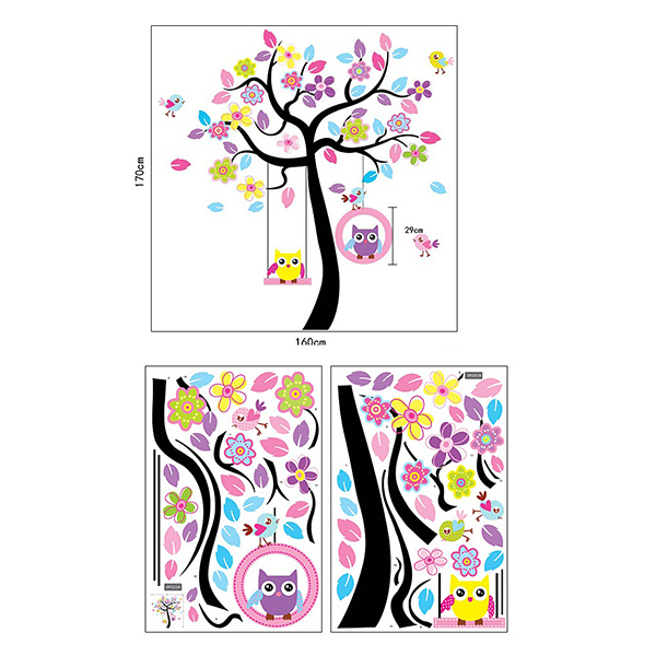 Decal Dán Tường Cho Bé Yêu Tranh Vườn Thú Tổ Chim Cú DB018