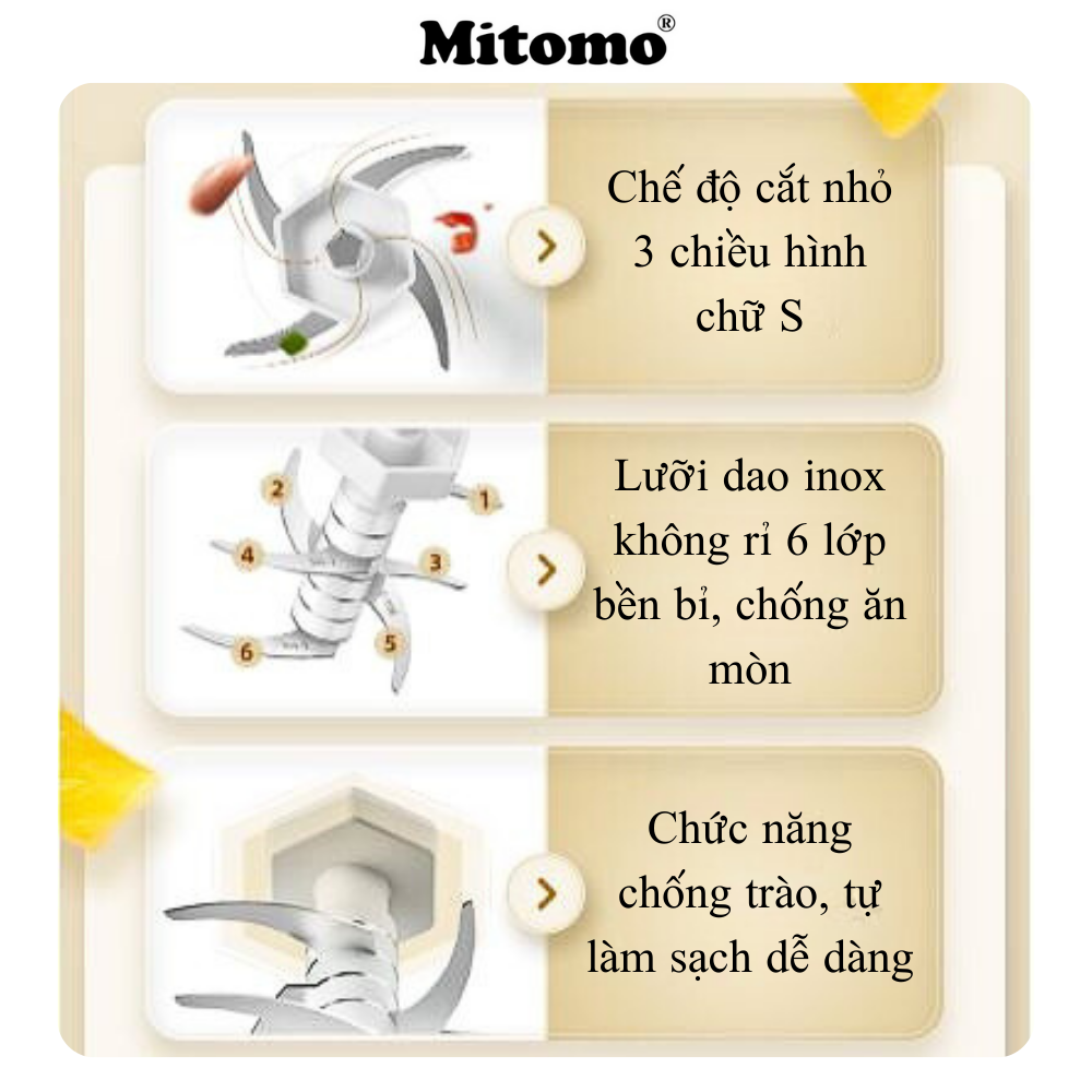 Máy xay hành tỏi ớt, xay thịt đa năng Mitomo MT-350 - Hàng chính hãng