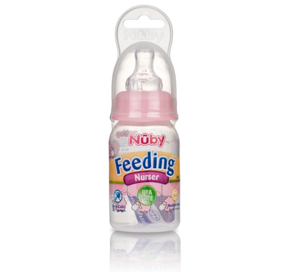 [ 1161-Nuby ] Bình sữa chống sặc cổ hẹp Nuby 120ml ( 3m+ )