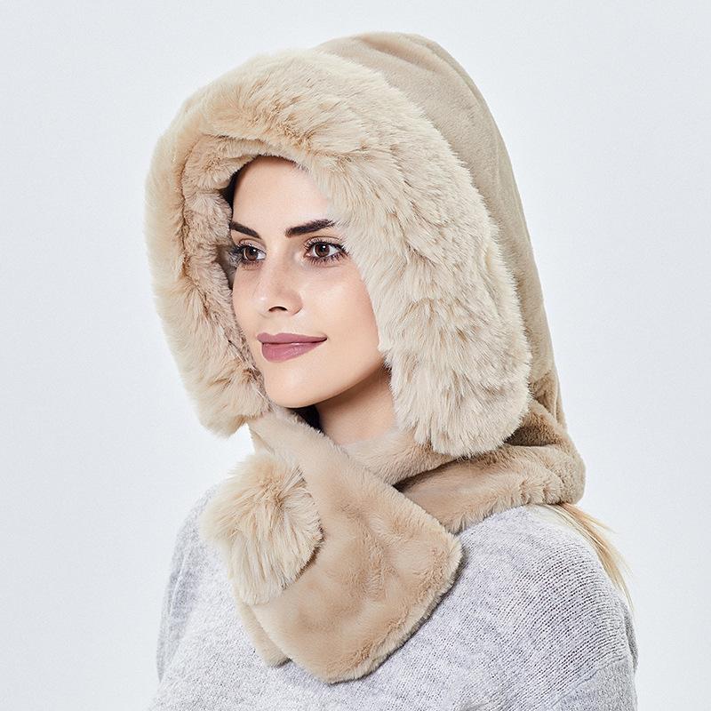 Phụ Nữ Mùa Đông Nón Earflaps Khăn Đa Năng Ushanka Mụn Mũ Ấm Nga Sang Trọng Máy Bay Ném Bom Nón Với Bộ Lông Bóng Một Mảnh nón Lưỡi Trai