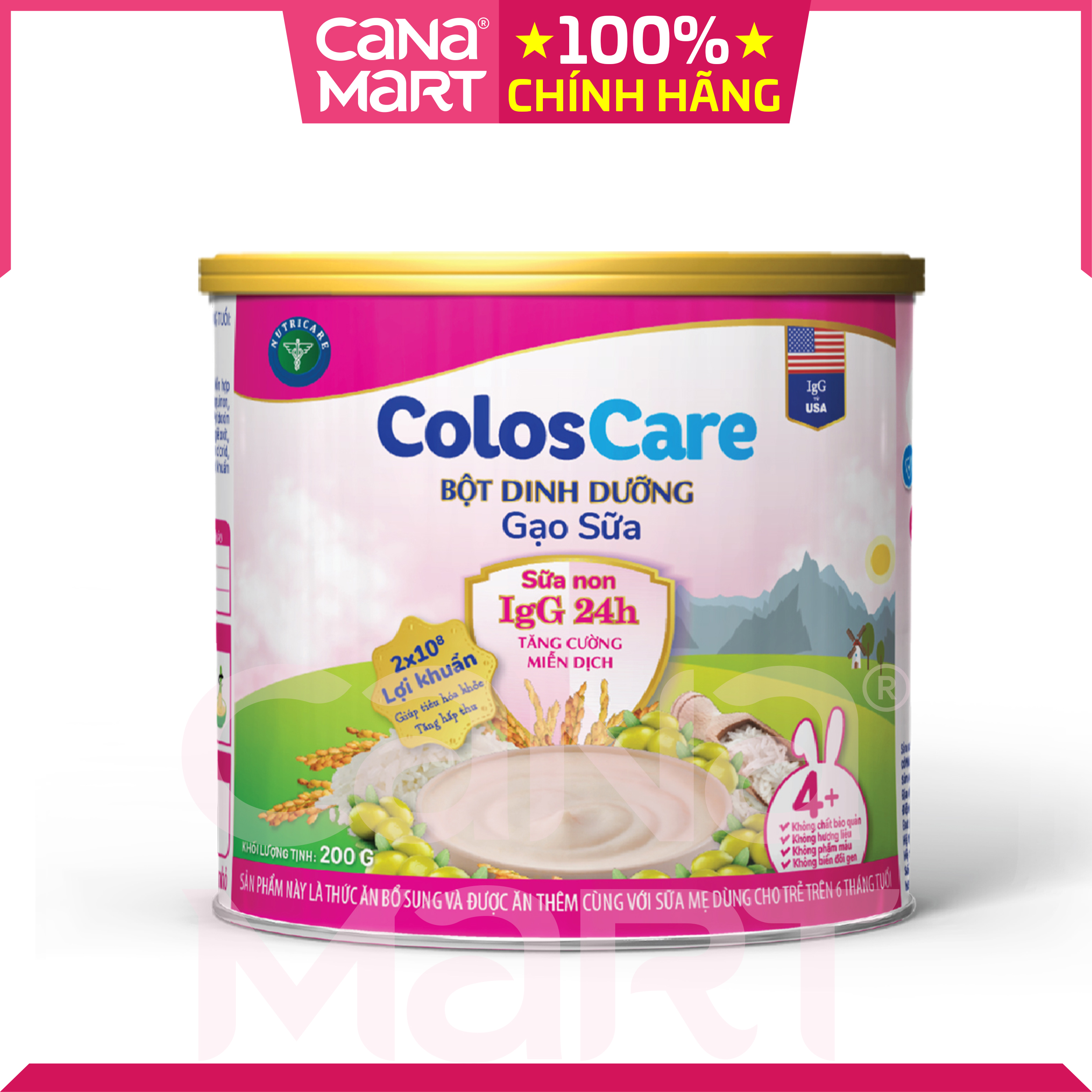 Bột ăn dặm tốt cho bé Nutricare Coloscare Gạo sữa, sữa non IgG 24h (200g)