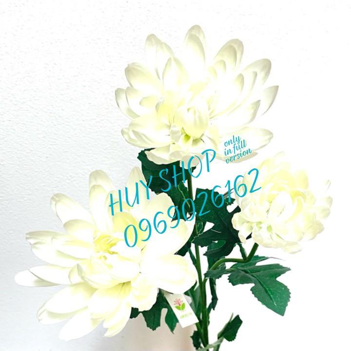 Hoa giả trang trí - Cành HOA CÚC 3 Bông Vải cao cấp
