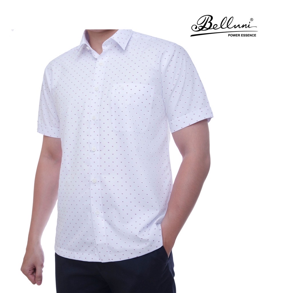 Áo sơ mi nam ngắn tay BELLUNI vải sợi sồi thoải mái thanh lịch - BE.213.W1