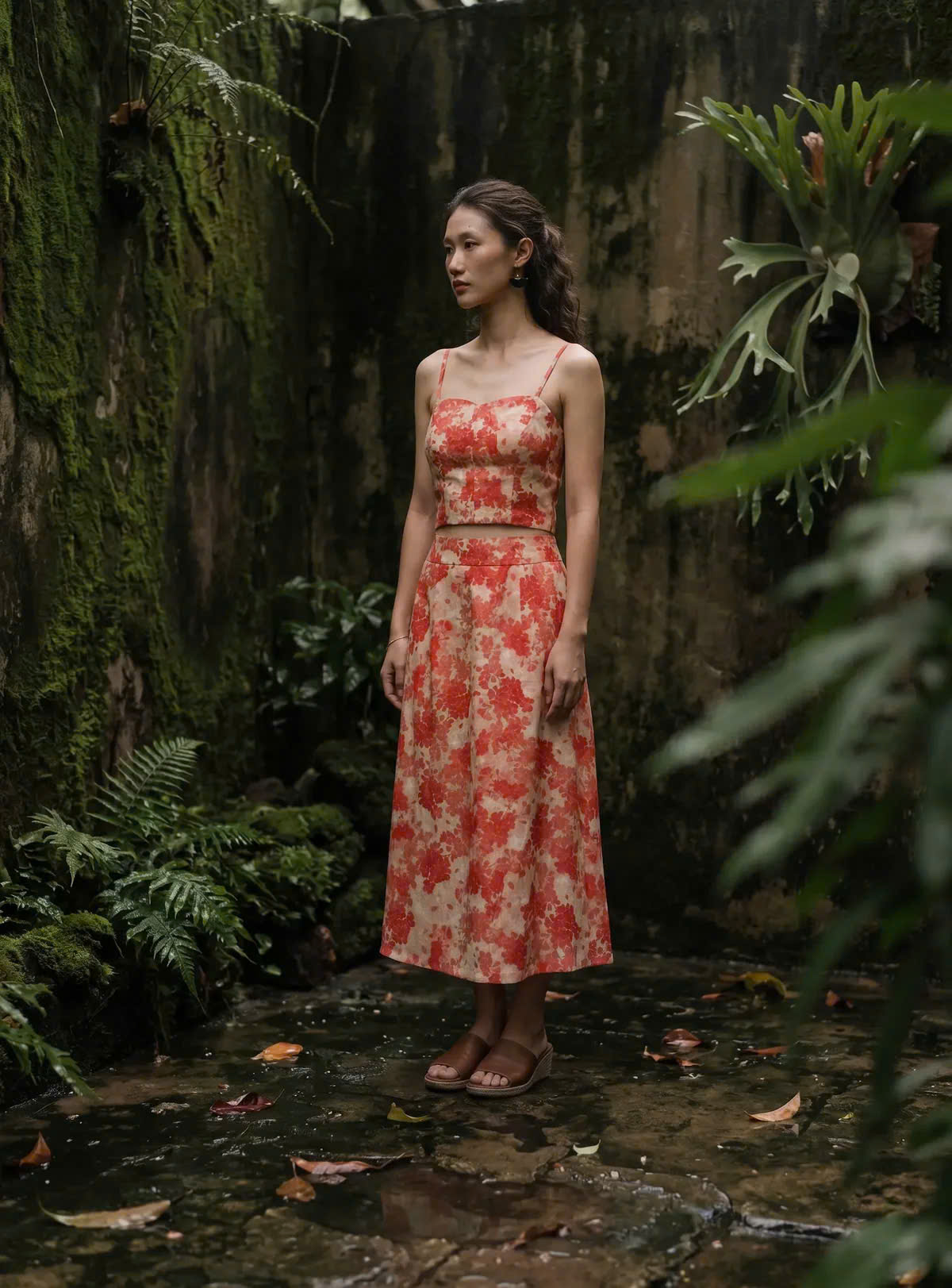 Áo Croptop Hai Dây Hoa Ramie Thanh Minh Top208 Thời trang Hity