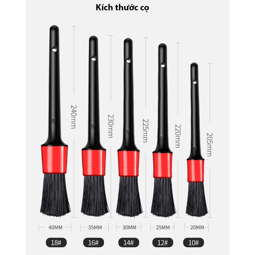 Bộ 5 cọ tròn rửa xe , chổi vệ sinh nội thất ô tô đa năng 5 kích thước Cửa hàng nội ngoại thất ô tô Trendy Car