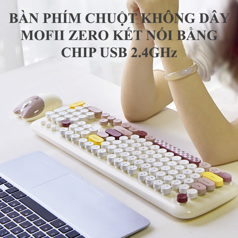 Bàn phím và chuột không dây MOFII ZERO nút tròn kết nối bằng chip USB 2.4GHz - Hàng Chính Hãng