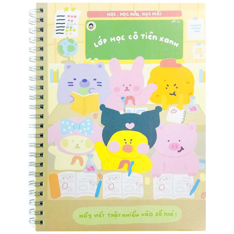 Sổ Tay Lò Xo A5 Kẻ Ô Vuông 100 Trang 100gsm - Cô Tiên Xanh - Lớp Học Cô Tiên Xanh