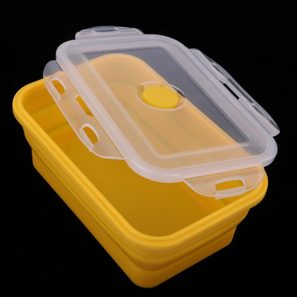 3x Silicone Folding Collapsible Bento Box Stackable Food Storage Container