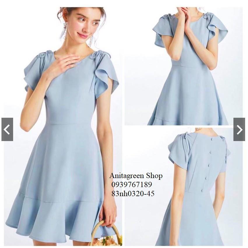 83nh0320-ĐẦM NỮ XANH XÒE TAY NGẮN s-6xl