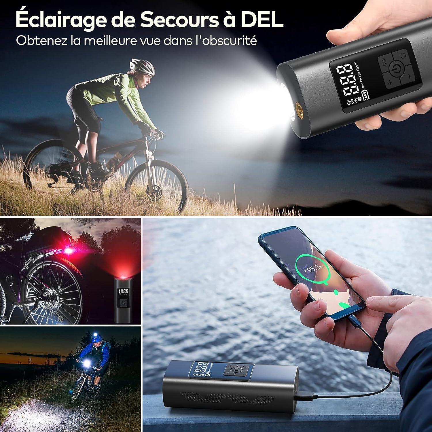 Máy bơm không khí điện mini, lốp không dây máy nén khí di động 150psi với màn hình LCD kỹ thuật số, máy bơm xe đạp điện với đèn LED cho xe máy, xe hơi, xe hơi