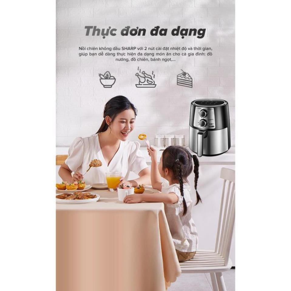 Nồi chiên không dầu Sharp KF-AF42MV-ST chống dính 4,2L Công suất 1250W -1450W - Hàng chính hãng