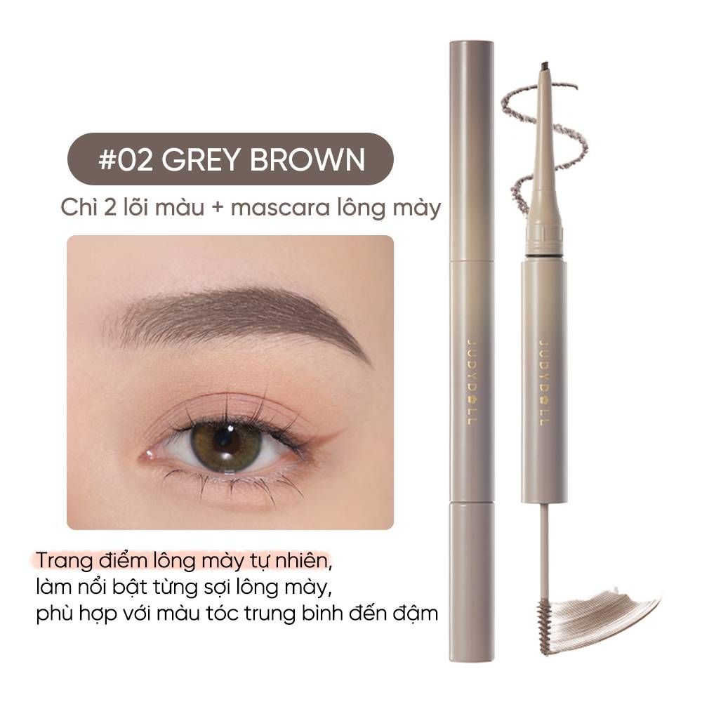 JUDYDOLL Chì kẻ mày 2 đầu Duo Eyebrow Pencil 1 Đầu định hình 1 Đầu kẻ chân mày Lâu trôi  1,3g x 0,06g