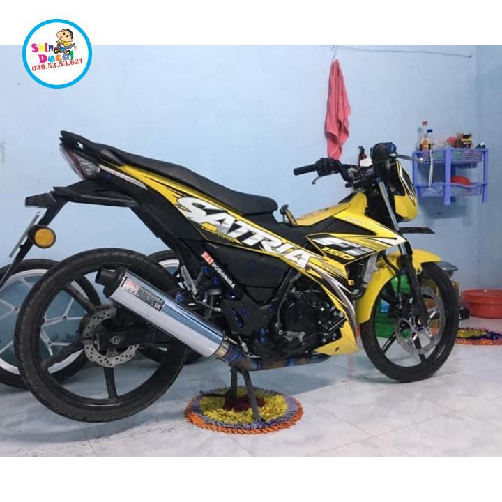 Tem xe satria fi sấm sét dán xe vàng