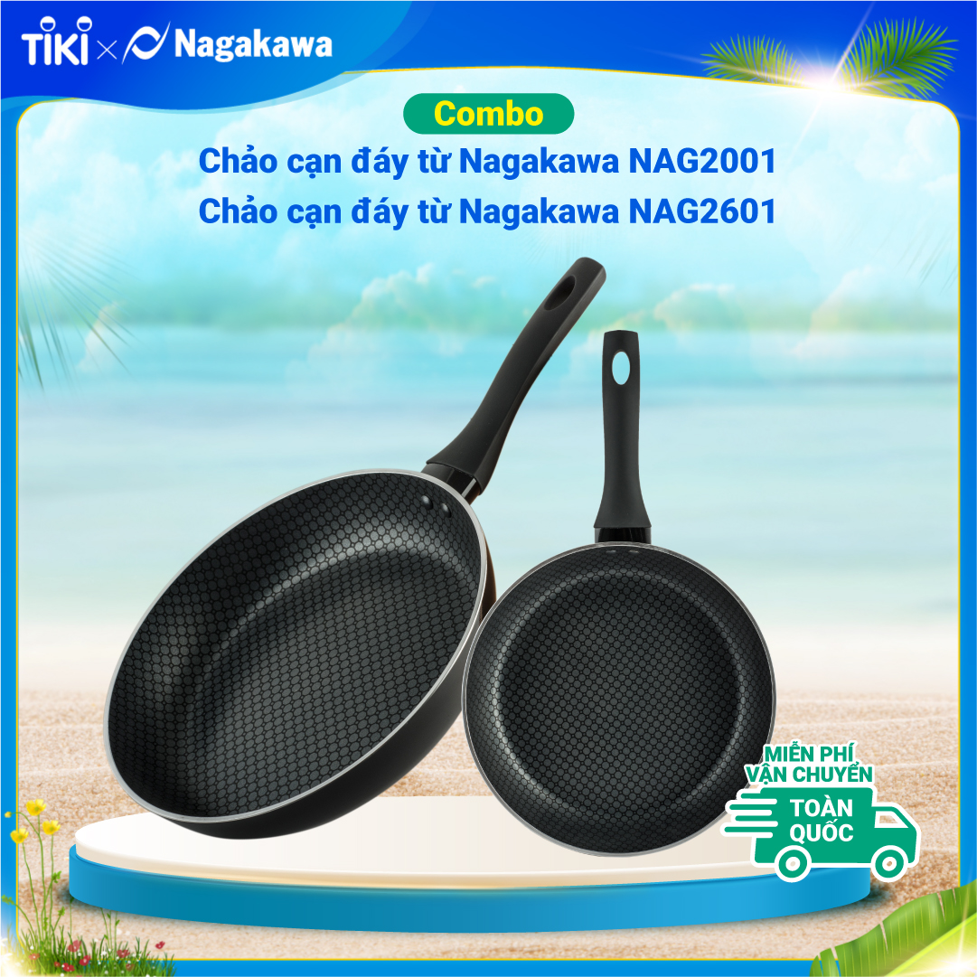 Cặp Chảo Chiên Đa Lớp Đáy Từ Nagakawa NAEC2026 - Hàng Chính Hãng