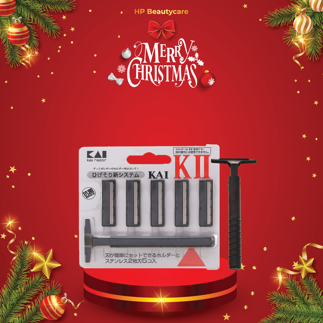 Dao Cạo Râu 2 Lưỡi Kép Thân Nhựa Kai 003309 Set 1 Thân 5 Lưỡi Dao