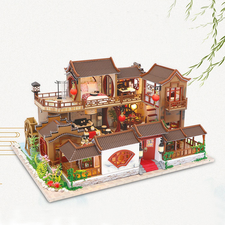 Mô hình nhà DIY Doll House A Splendid Family Kèm Đèn LED và Mica chống bụi