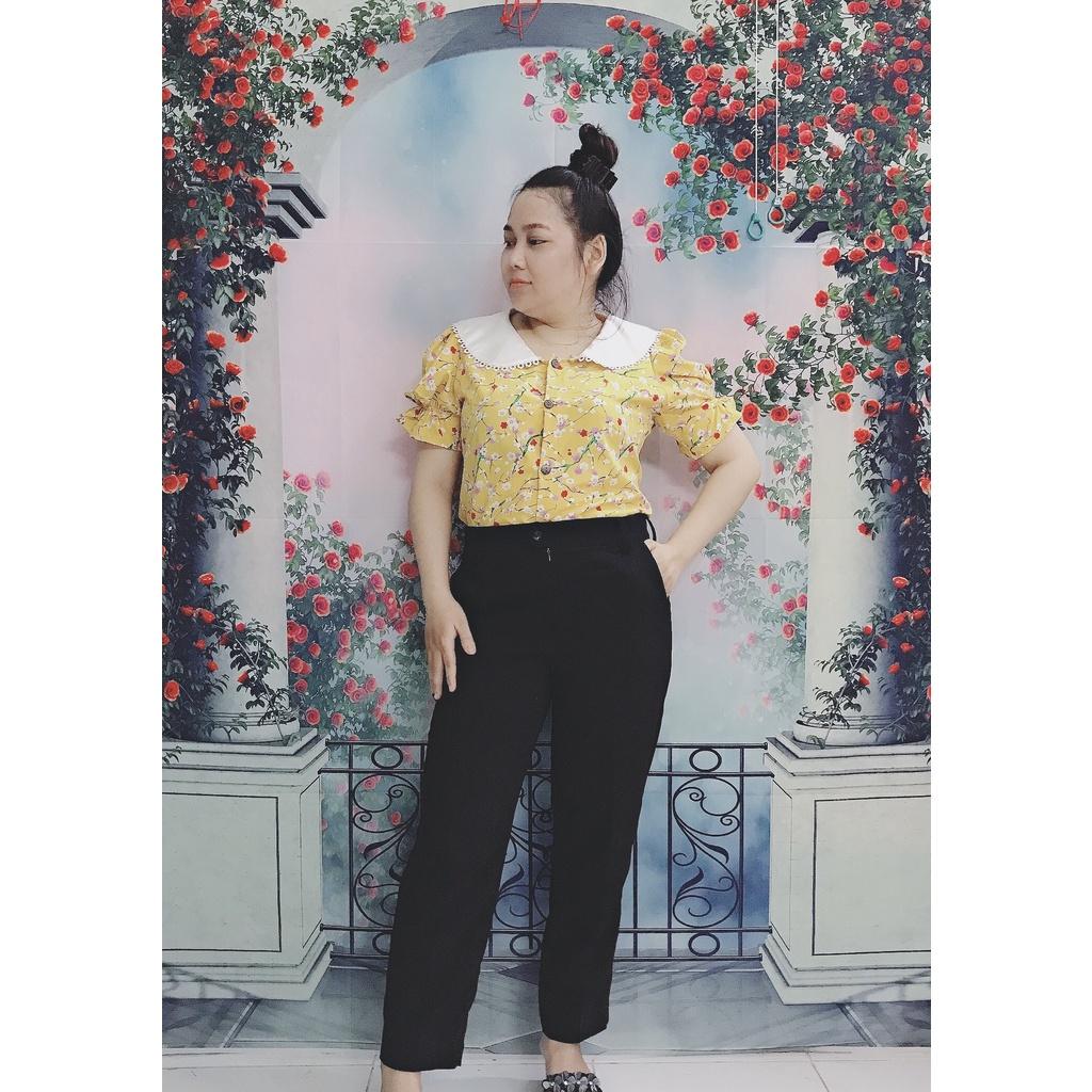 ÁO HOA NHÍ CỔ SEN TRẮNG BIGSIZE