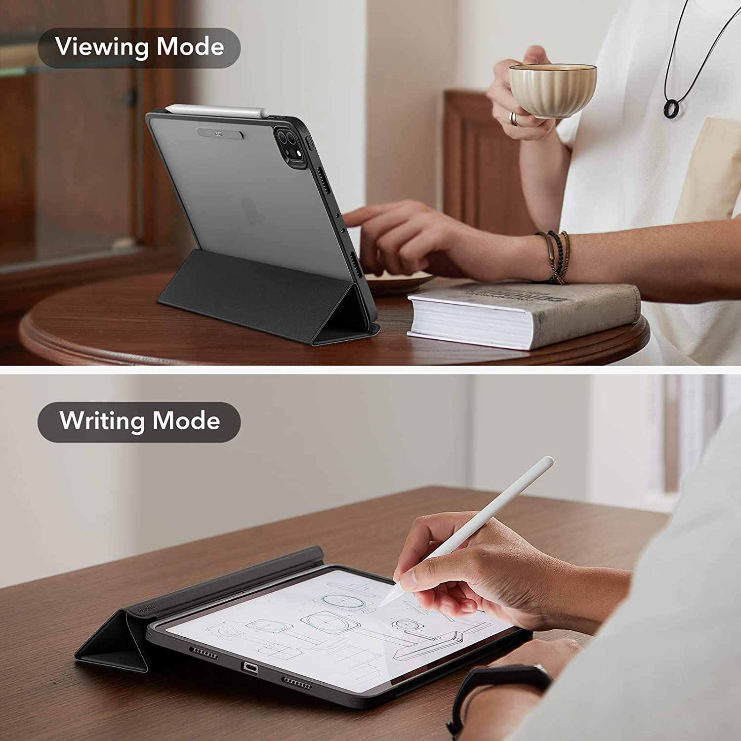 Bao Da dành cho iPad Pro 12.9 inch 2022/2021 ESR Ascend Hybrid Trifold Case - Hàng Chính Hãng