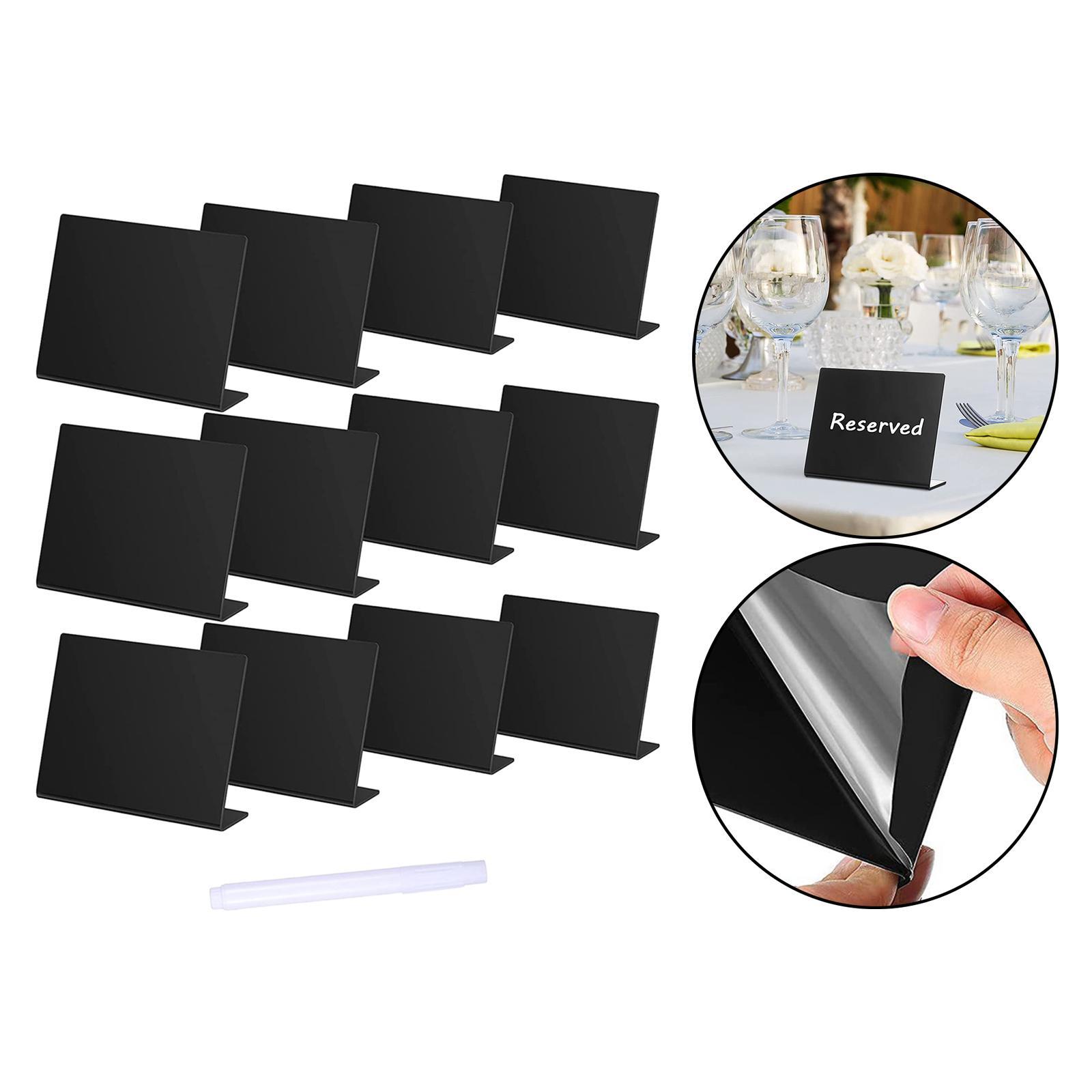 12Pcs Tabletop Message Board Memo Writing Board for Shop Buffet Wedding Black