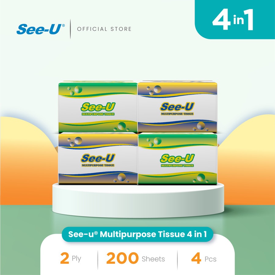 4 gói Khăn Giấy Đa Năng See-U 2 Lớp 200 Tờ/gói (Thùng 12)