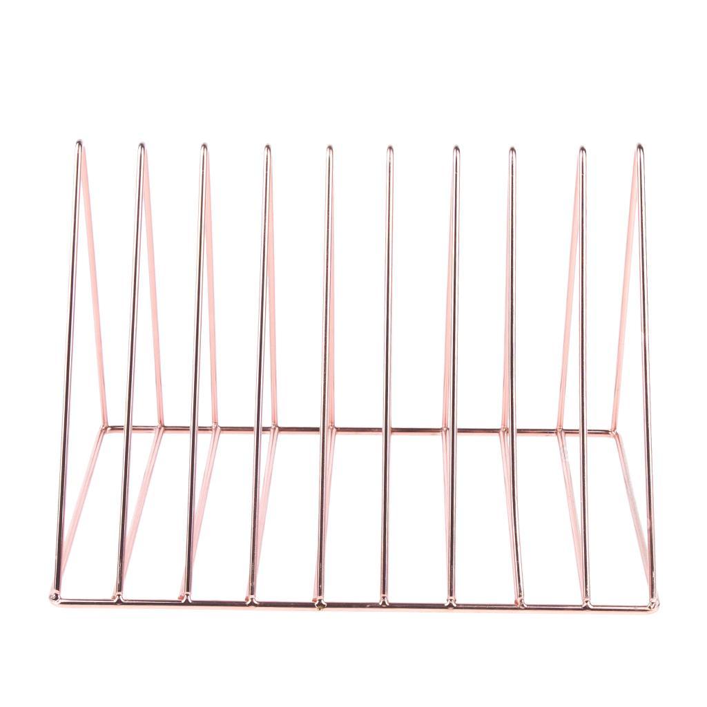 Chic Rose Gold Metal Bookshelf Magazine Book Stand Rack Holder, Desktop Organizer