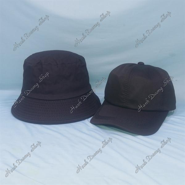 Set Nón Cặp Bucket & Cap Trơn Không Thêu (LT50-2); (KTH02) - Đen
