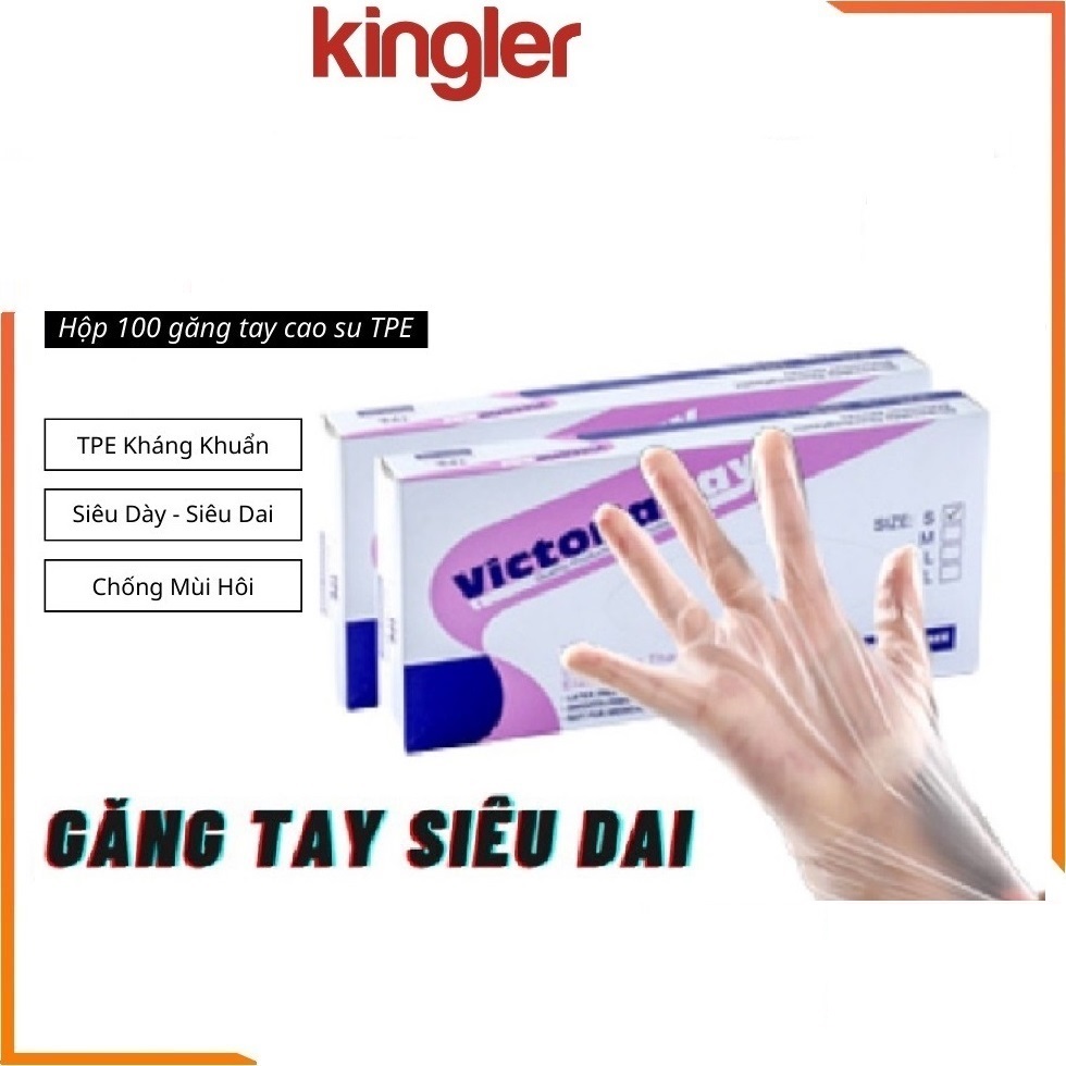 Hộp 100 Găng Tay Mỏng, Siêu Dai, Dùng 1 Lần, Nấu Ăn - Làm Bếp - Vệ Sinh - Tiện Dụng Trong Nhà, An Toàn Cho Tay . Kingler 5858