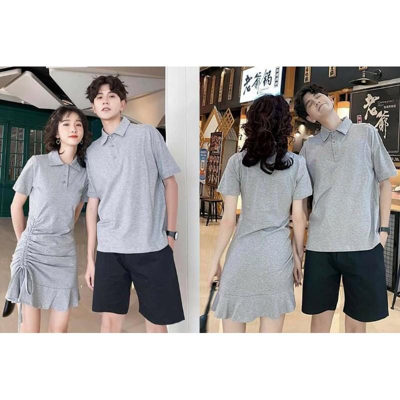 Váy áo đôi màu xám, chất đẹp
