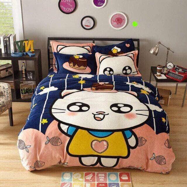 BỘ CHĂN GA NỈ NHUNG 3D HỌA TIẾT