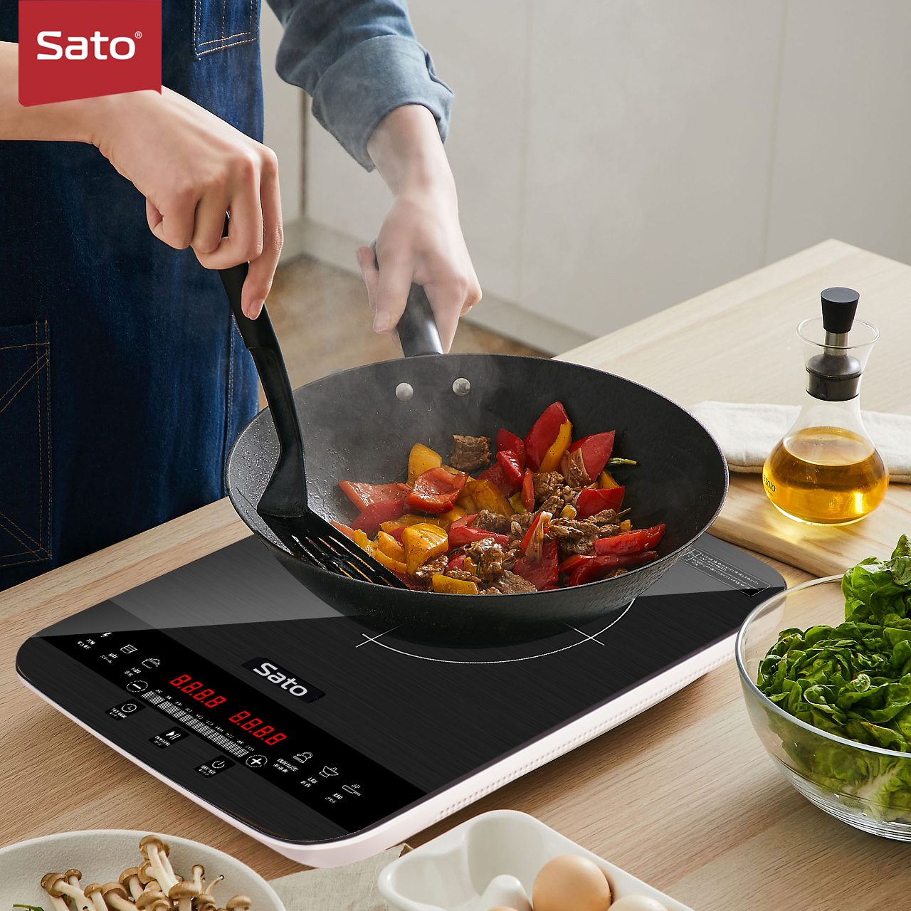 Bếp từ đơn SATO BT042 Mặt kính cường lực cao cấp chống xước, chịu nhiệt lên tới 750 °C độ bền cao và an toàn tuyệt đối - Miễn phí vận chuyển toàn quốc - Hàng chính hãng