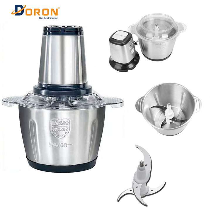 Máy Xay Thịt DORON 4 Lưỡi - Dung Tích 2 Lít - Công Suất 300W (Tặng kèm 01 lưỡi dao kép thay thế)- Hàng Chính Hãng