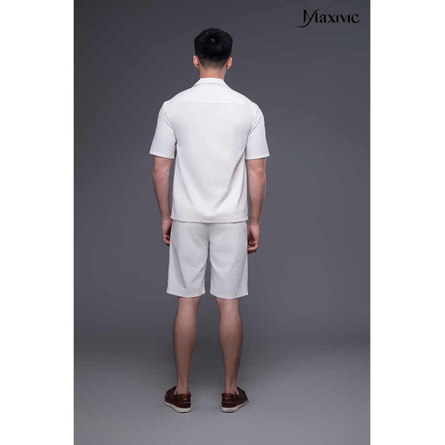 Áo sơ mi nam trắng linen ngắn