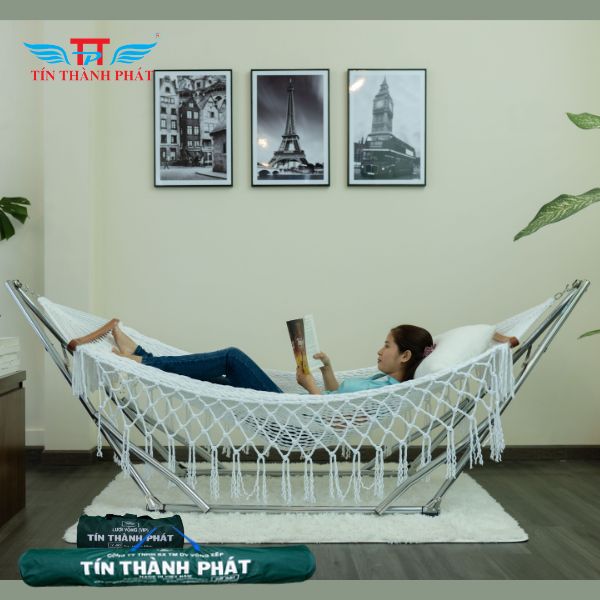 Võng xếp inox crom Đại Vip Tín Thành phát – Thiết kế sang trọng, khung chắc chắn, lưới võng đan thủ công tinh tế