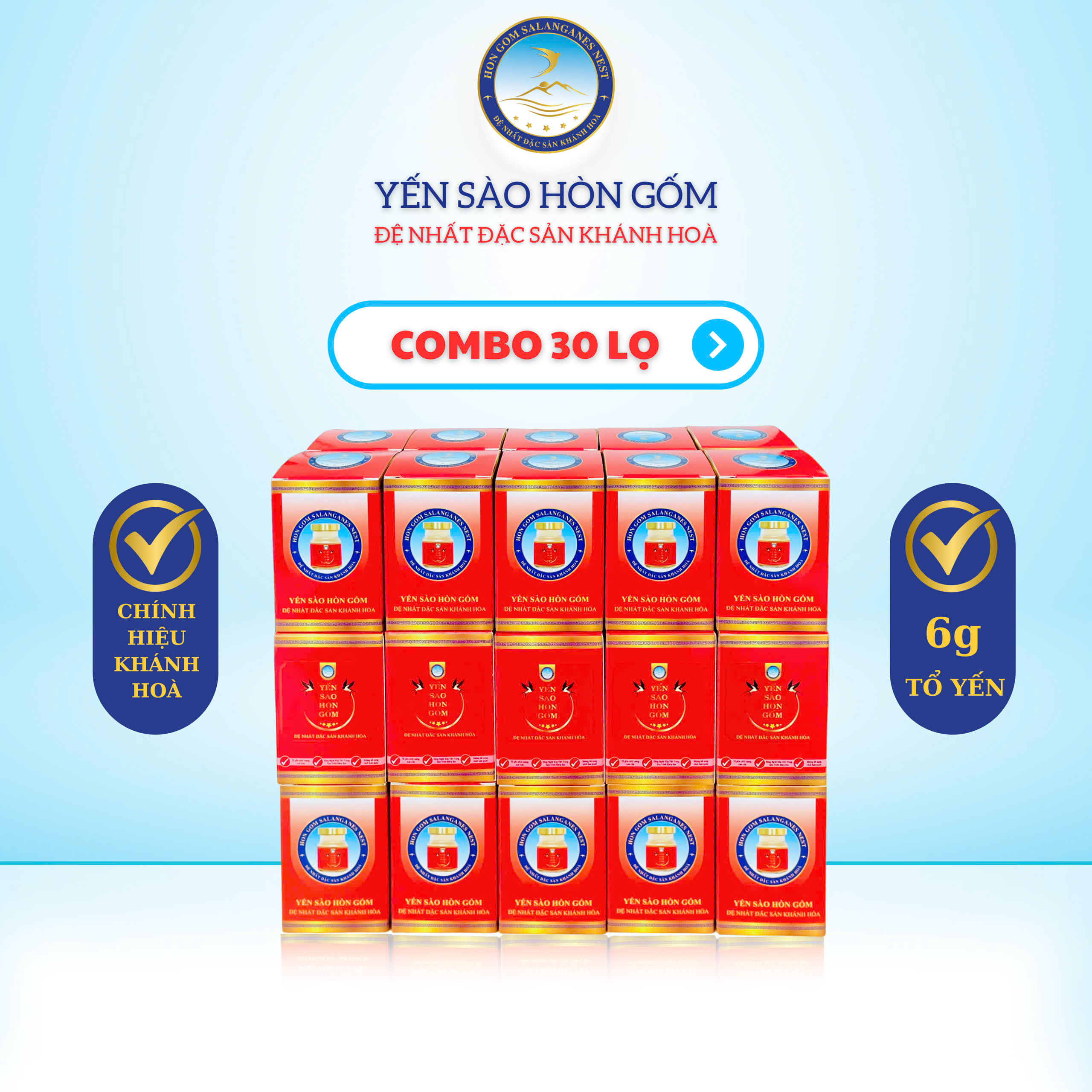 [Combo 30 Hũ] Tổ Yến Chưng Đông Trùng Hạ Thảo (Ăn Kiêng) - Yến Sào Hòn Gốm Chính Hiệu Khánh Hoà - HGK NEST