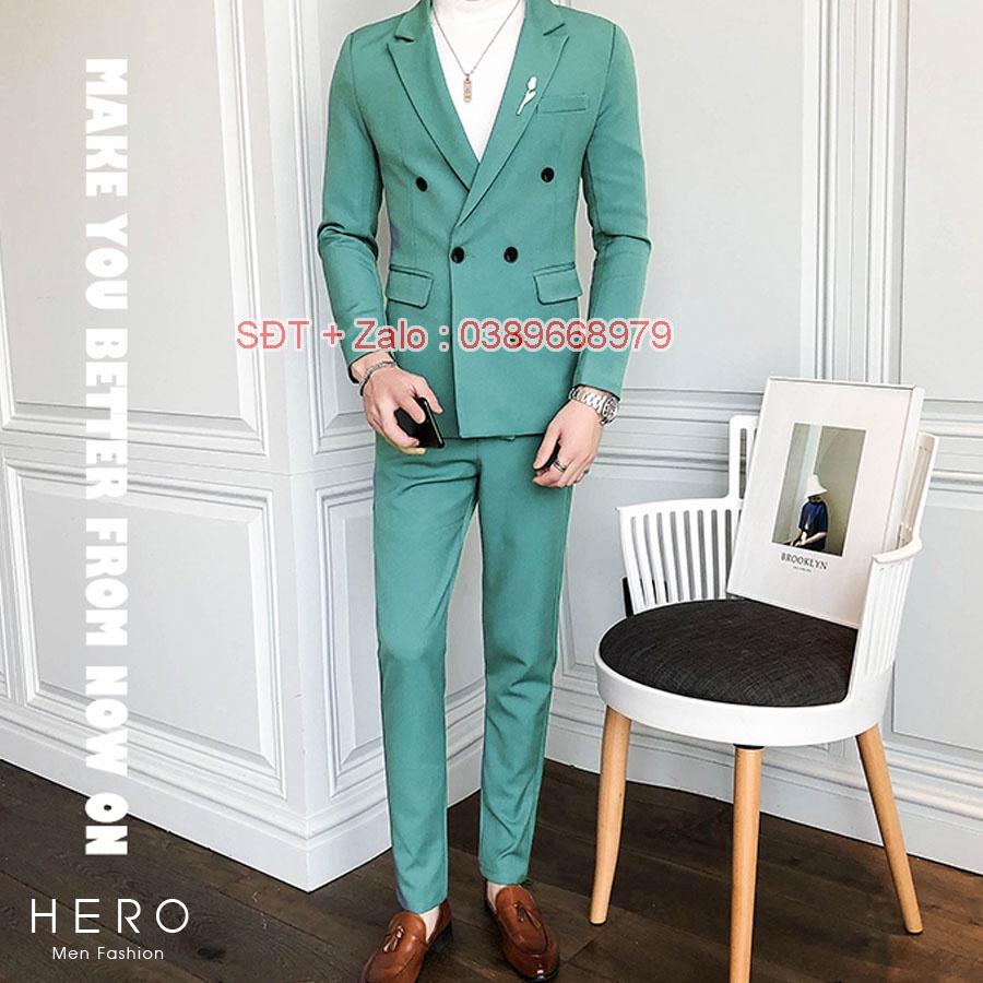 Vest Nam 6 Cúc, Bộ Vest Nam Xanh Ruby 6 Cúc, Suit Nam 6 Cúc, Bộ Suit Nam Hàn Quốc 6 Cúc