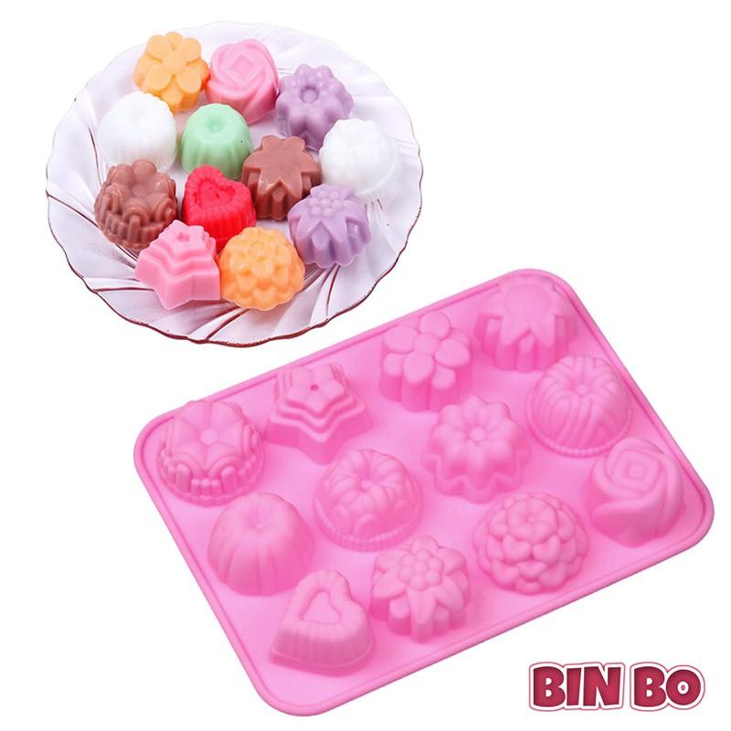 Khuôn silicon 12 hình 3D dùng làm thạch rau câu bánh pudding bánh nướng đá viên socola