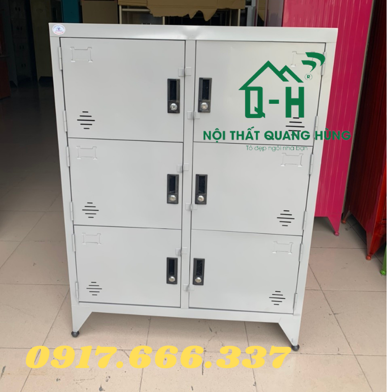 TỦ HỒ SƠ LOCKER SƠN TĨNH ĐIỆN 6 NGĂN MÀU XÁM - LOẠI 1M25X90X45CM