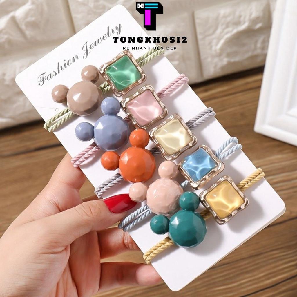 PVN24320 Dây Buộc Tóc Trang Trí Hình Chuột Mickey Đính Đá Xinh Xắn T2