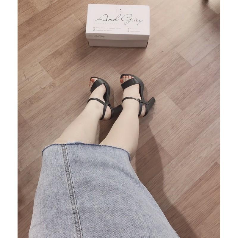 Sandal da lì đúp đế quai ngang gót trụ 12p cực chắc chắn Việt Nam xuất khẩu