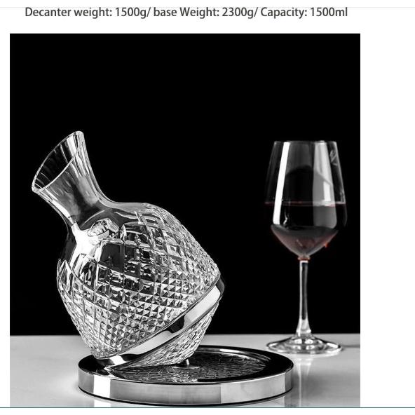 Bộ 2 ly Rượu Kèm Bình Rựou Đế Xoay Bắc Âu đẹp mắt DECANTER Mặt Kính Pha Lê