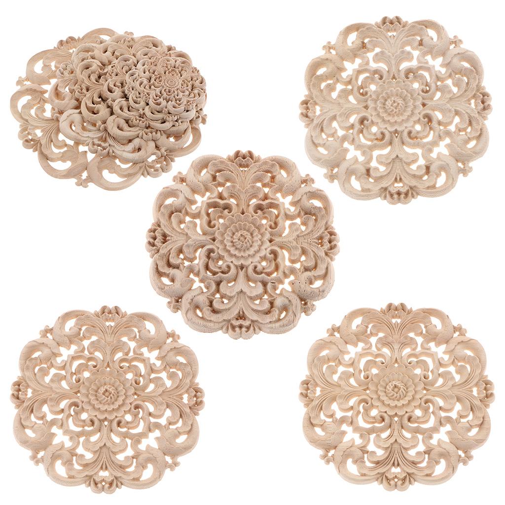 European Style Wood Round Carved Appligue For Furniture Decoration