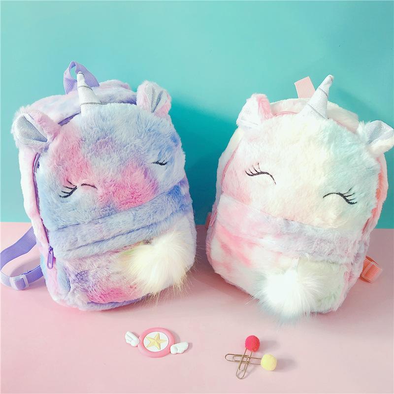 Hoạt Hình Dễ Thương Ba Lô Cô Gái Sang Trọng Kỳ Lân Lưng Dễ Thương Thời Trang Lông Thú Ba Lô Trẻ Em Schoolbag Túi Sách Cho Trẻ Em Quà Tặng Bé Gái