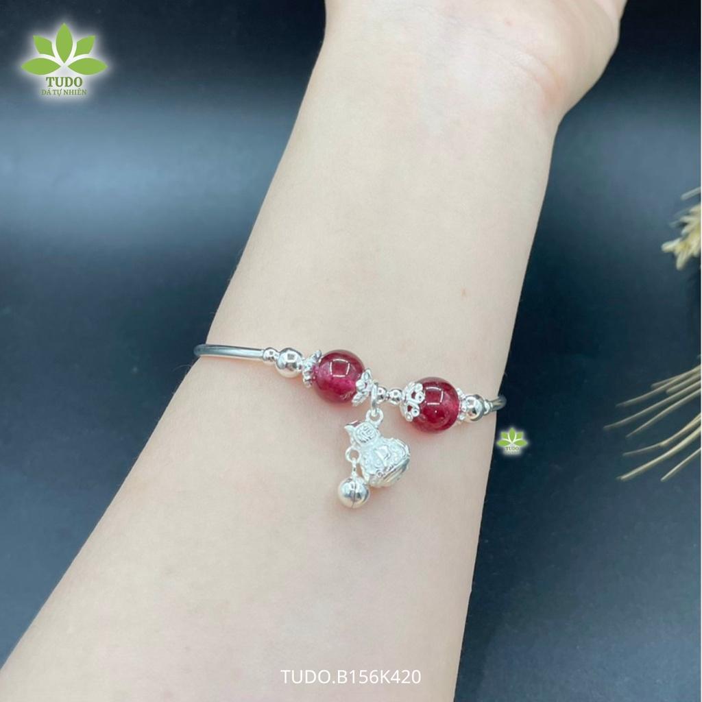 Vòng Tay Nữ Đẹp - Vòng Phong Thủy Mệnh Hỏa Thổ TUDO B156K420 VCBTADH VCBTAH Charm Bạc Túi Tiền Có Chuông - Tài Lộc