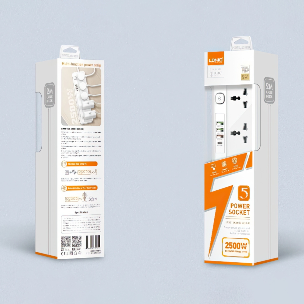 Ổ ĐIỆN ĐA NĂNG 2500W PD 20W 3 USB LDNIO SC5415 - HÀNG CHÍNH HÃNG